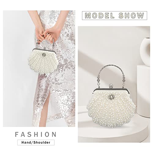 Bolso de mano tipo clutch para mujer de Oweisong con perlas, ideal para bodas, fiestas y eventos formales miniatura 6
