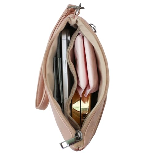 Image of Small Wristlet Wallets for Women, Zip Clutch Bag with Wristlet Pouch, 3-Zipper Original Design