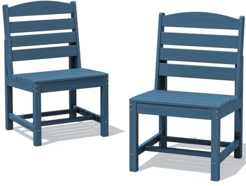Image of SERWALL Armless Outdoor Dining Chair Set of 2, All Weather Resistant,Blue
