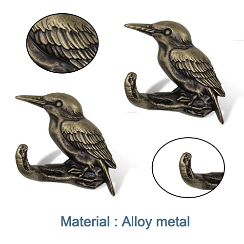 Abstdeal Bird Hook, 2Pcs Gold Bronze Metal Bird Coat Hook, Decorative Wall Hook,For Towels Coats Hats Clothes Keys #TOP1