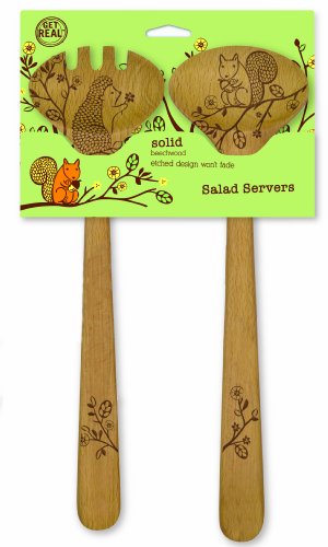 Talisman Designs Laser Etched Beechwood Salad Serving Set | Whimsical Woodland Design | Fork Server, Kitchen Tool | Decorative Wooden Utensils #TOP1