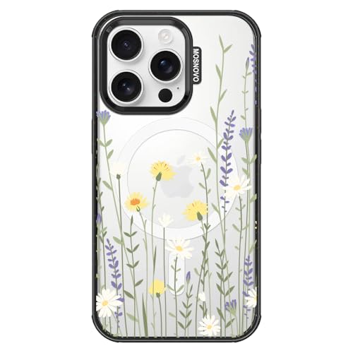 MOSNOVO for iPhone 16 Pro Case for MagSafe, Wild Meadow, Black