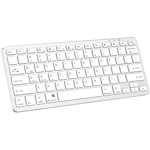 Ultra-Slim Bluetooth Keyboard for iPad 10.2/iPad Pro 11/12.9/iPad Air/Mini etc. devices with Bluetooth enabled, Bluetooth Wireless Keyboard for iOS/Android/Windows systems iPads/Laptops/Tablet(Silver) Cover