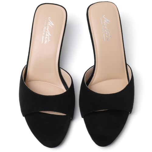 Image of Mostrin Kitten Heels for Women Pointed Toe Vintage Mules Heels Sexy Slip on Stiletto Backless Sandals for Party Wedding Daily