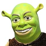 Bstask Shrek Mask, Deluxe Green Lifelike Latex Full Head Mask, Funny Adults Costume Cosplay for Halloween Party Props