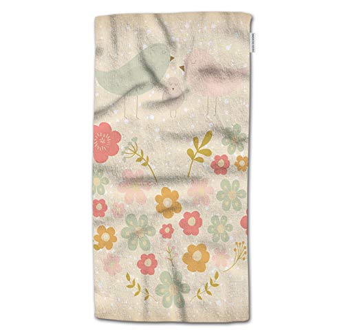 HGOD DESIGNS Hand Towel Flower,Cute Family Funny Birds And Floral Heart Design Hand Towel Best For Bathroom Kitchen Bath And Hand Towels 30" Lx15 W
