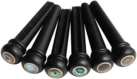 Blisstime 6pcs Ebony Guitar Pins Inlaid Abalone Dot Acoustic Guitar Replacement Parts