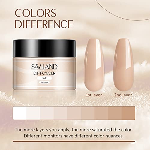 Saviland Nudes Dip Nail Powder-1.06Oz Dip Powder Nail Dipping Powder French Nail Art Starter Manicure No Nail Lamp Needed For Nail Salon Or Diy At Home #TOP3