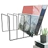 Metal Record Rack - 10.2 x 4.7 x 4.7inch Black Iron Vinyl Record Stand Holder, File Organizer, Bookshelf Newspaper Holder, Art Desktop Organizer Rack For Vinyl Records, Books, Folders #4
