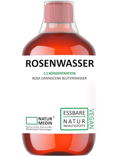 500-ml Rosenwasser mit ROSENALKOHOL Tonic Ätherische Rosenöle und Rosenalkohole sind nicht entfernt AYURVEDA 100% Naturrein NATURMEDIN®