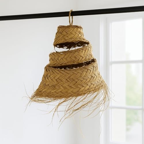 Generico Lámpara colgante de paja artesanal marroquí: estilo étnico, iluminación natural y acogedora 3010191210, 2403211001