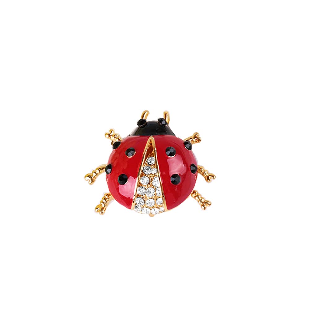 Cute Ladybug Brooch Pin - Crystal Rhinestone Enamel, 40x39mm, Hypoallergenic Metal, Gift For Women & Girls - View #6