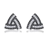 ZhenCai Natural Black Spinel Stud Earrings for Women Girls Sterling Silver 925 Setting Gemstone Shin