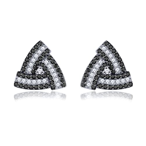 Zhencai Natural Black Spinel Stud Earrings For Women Girls Sterling Silver 925 Setting Gemstone Shining Cubic Zirconia Studs Earring Rhodium Plated Elegant Style Fine Jewelry For Birthday (Black) #TOP3