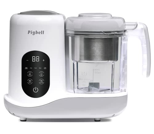Pigbell Baby Food Maker & Steamer All In 1 Processor For Toddlers-Steam, Blend, Chop, Sterilizer, Puree, Warm Milk, 8 Oz Stirring Cup, Timer, Auto Shut-Off, 120V, Homemade Food, White, Small, 35 Oz #TOP11
