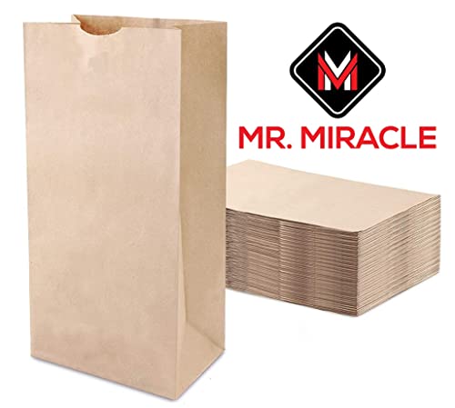 Mr Miracle 6Lb Brown Paper Lunch Bags - Pack Of 100 Durable, Recyclable, And Biodegradable Snack Bags For Food Storage - Great For Lunch, Crafts, Concessions, Cafes, And Delis #TOP6