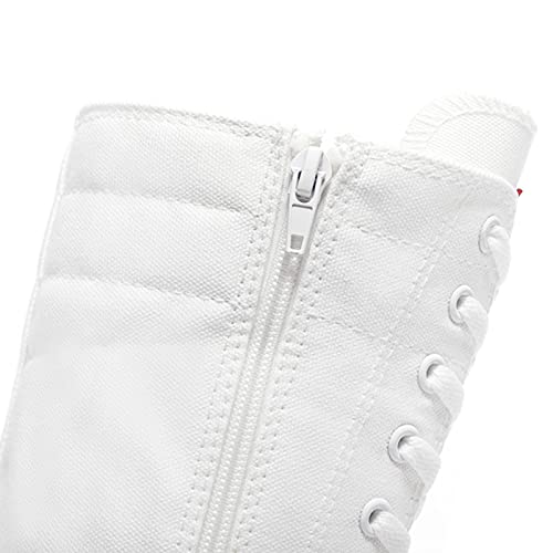 Image of ANUFER Women Fashion Canvas Dance Boots Knee High Bicycling Boots Girls Fancy School Shoes