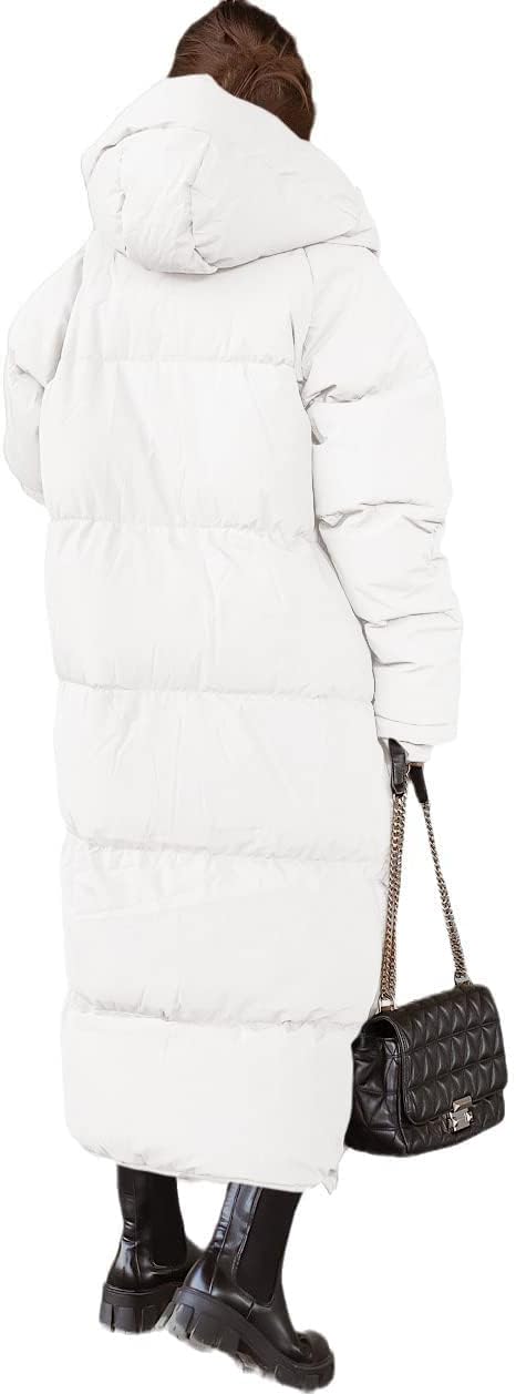 Tankaneo Womens Hooded Long Quilted Coat Maxi Length Long Sleeve Puffer Jacket Warm Padded Coat Thick Winter Outerwear - Image 4