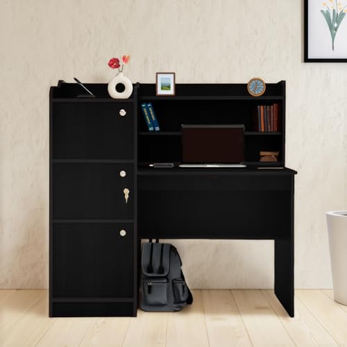 Image of Phoenix Engineered Wood Study Table with Storage (Wenge, 3-Door)