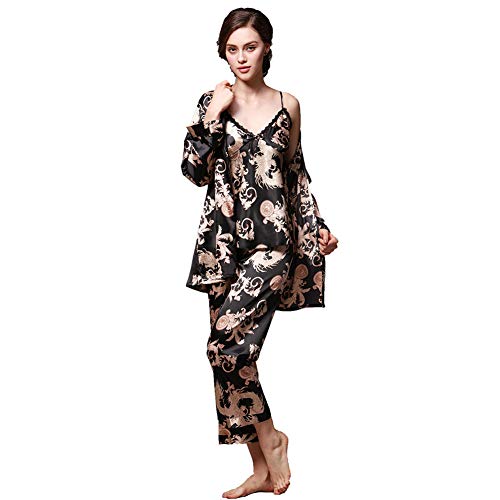 Image of ZUEVI Men's Kimono Robe Silk Satin Long Sleeve Spa Bathrobe Lightweight Soft Silky Pajamas Robes