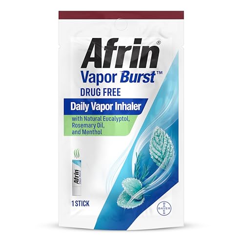 New Afrin Vapor Burst, On-The-Go Daily Inhaler, 100% Drug Free, Infused with Natural Eucalyptol, Rosemary Oil, and Menthol 0.8 mL