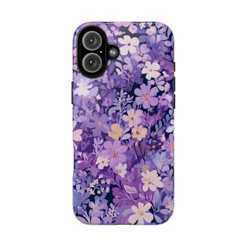 Coque iPhone 16 Plus motif floral violet - Protection rigide brillante antichoc