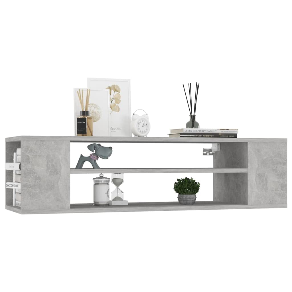 Mobile TV sospeso grigio cemento, 100 x 30 x 26,5 cm, in legno