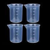 Gobelets À Mesurer En Plastique,4 PCS 100ml Transparent Plastique Mesureur Cuisine Verres ...
