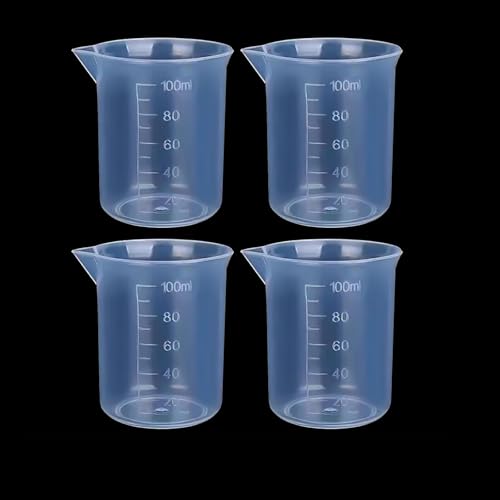 Yeenano Messbecher,4 Stück Kunststoff Messbecher Set,100ml Messbechers Waschpulver,Klein Präzisions Hitzebeständig Kunststoff Messbechers mit Skala,für Labor,Haushalt,Küche,Kochen und Backen