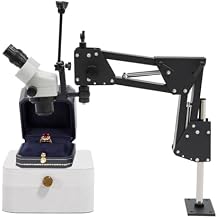 Jewelry Microscope Stand with Microscope, 7X-45X Jewelry Micro-Setting Machine Microscope Set Working Distance 3.74-11.81In, Jewelry Micro-Inlay Machine for Jewelry Processing Inlay 360Rotation