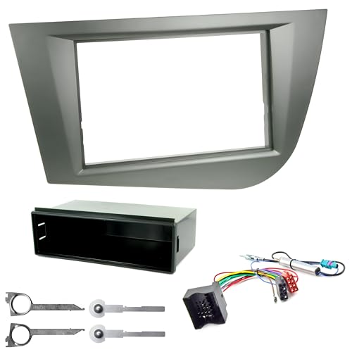 Sound-way Kit de Montage Autoradio, Façade Cadre de Radio 1 DIN / 2 DIN, Adaptateur Compatible avec Seat Leon II (Typ 1P) 2005-2012