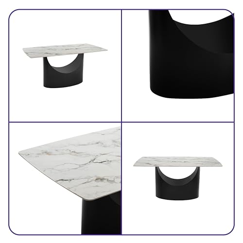 Image of Wakefit Taco Dining Table - 6 Seater Marble Finish Top