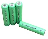 Dunamis AAA wiederaufladbare Solar-Batterien, 1,2 V, NiMH, AAA, 300 mAh, geeignet für Outdoor-Garten-Solarleuchten, 4 Stück