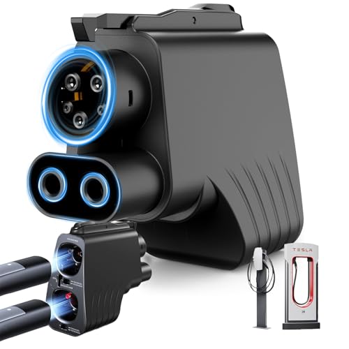 Imdot Upgraded 2In1 NACS to CCS Adapter, Max 500A 1000V Tesla Supercharger to CCS1 Charging Adapter, CCS1 EVs Electric Vehicle Adapter Compatible with Tesla AC/DC Level 1 2 3 Charging Stations