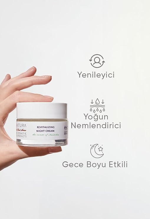 IVA NATURA Organik Canlandırıcı Gece Kremi Limon Otu ve Ölmez Çiçek Otu 50 ML