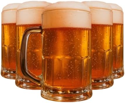 Conjunto de 6 Canecas de Chopp em Vidro, 370ml, Resistente para B...