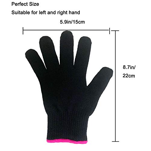 Lessmon Professional Heat Resistant Glove For Hair Styling Heat Blocking For Curling, Flat Iron And Curling Wand Suitable For Left And Right Hands, 1 Piece, Pink Edge #TOP6