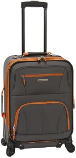 Rockland Pasadena Softside Spinner Wheel Luggage, Charcoal, Carry-On 20-Inch