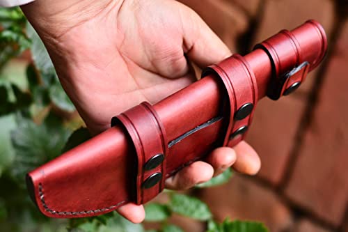 Alzafash Handmade Leather Knife Sheath, Edc Knife Holster, Belt Loop Case Holder, Horizontal Knife Sheath For Belt, Knife Case For Hunting,Fixed Blade,Tracker Knives (Color:garnet) #TOP4