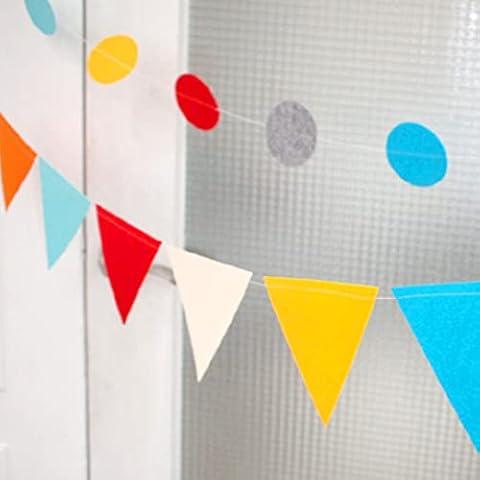 Wool cloth Colorful Paper Garland Circle Dots Party Hanging Rainbow Decorations for Birthday Wedding, Baby Shower, Classroom Candyland Streamers Cover