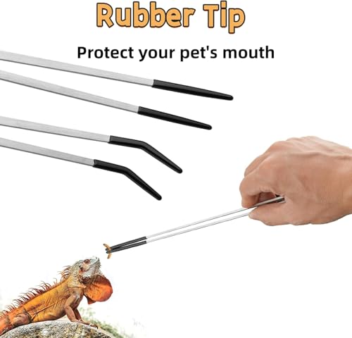 MUYYIKA Axolotl Stainless Steel Feeding Forceps for Reptiles, with Rubber Tip, 26.7 cm, Straight and Curved Pincet for Aquarium, Ideal for Chameleons, Snake Tanks, Aquarium Accessories, 2 Pieces - Image 5