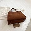 Generic Sac à bandoulière pour femme en daim - Sac fourre-tout vintage avec poignée sur le dessus - Sac à bandoulière tendance rétro pour le travail et les voyages, marron, Large #4