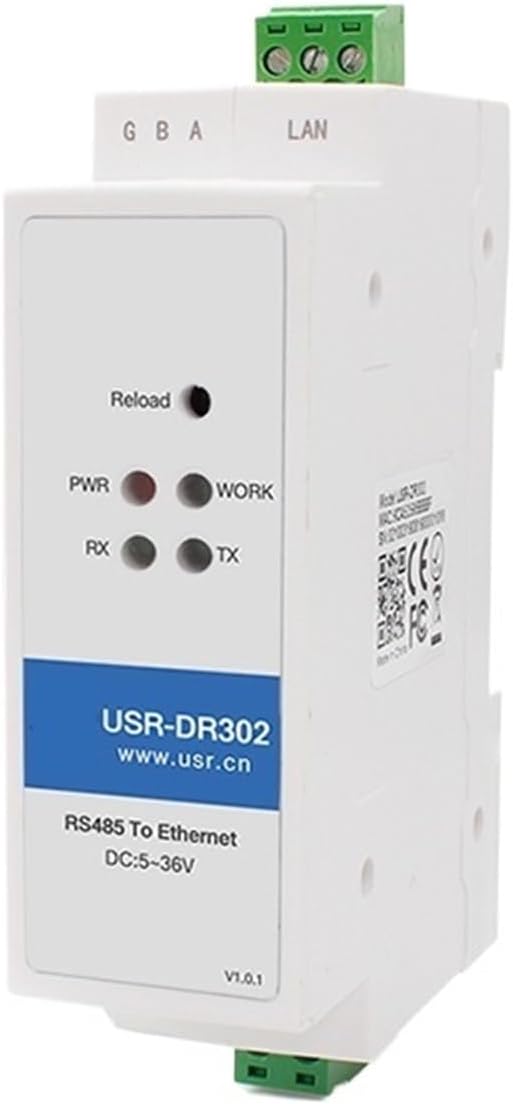 USR-DR302 DIN-Rail RS485 Serial Port to Ethernet Converter Server IOT Device Support Modbus RTU to Modbus(with Power Adapter)