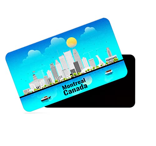 Image of dhcrafts Rectangular Rubber Fridge Magnet /Magnetic Card Blue Canada Montreal Design Pack of 1 (8.6cm x 5.4cm)