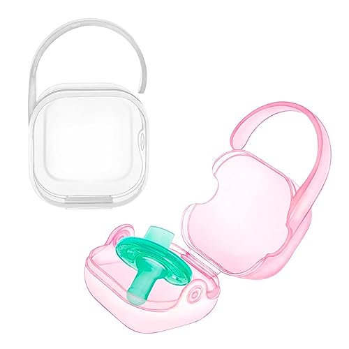 Image of Pacifier Case Cube (2 Pack, Clear, Pink)