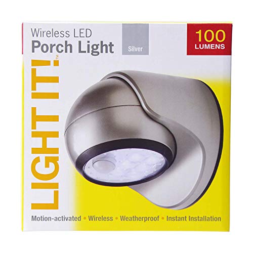 Light It! By Fulcrum, 6-Led Wireless Motion Sensor Security Porch Light, Silver, Single #TOP2