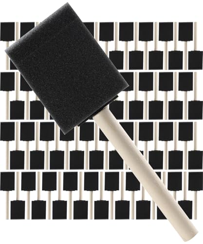 Image of Bates- Foam Paint Brushes, 2 Inch, 75 Pack, Black Foam Brushes for Painting with Lightweight Wooden Handles