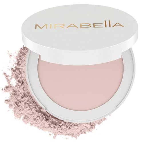 MIRABELLA - Invincible for All Pure Press Foundation, HD-Finish Pressed Powder, Buildable Mineral Pressed Powder Compact with Jojoba & Triglyceride, Age-Defying Makeup for All Skin Types, Porcelain P1