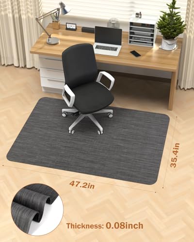 Image of Blvornl Office Chair Mat for Hardwood Floor, 35.4 inch*47.2 inch Desk Computer Mat for Hard Wood, Large Anti-Slip Hard Floor Protector Rolling Chair Mat, PVC Desk Rug for Office Black