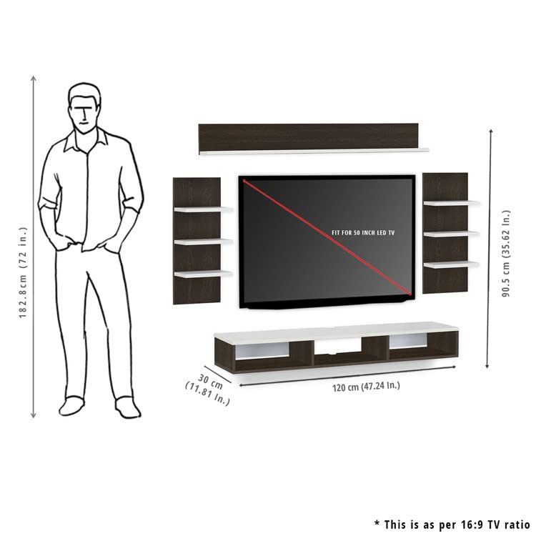 Image of DELITE KOM Eli Engineered Wood TV Entertainment Unit (Finish Color - Flowery Wenge White, DIY(Do-It-Yourself) (30x120x90.5)